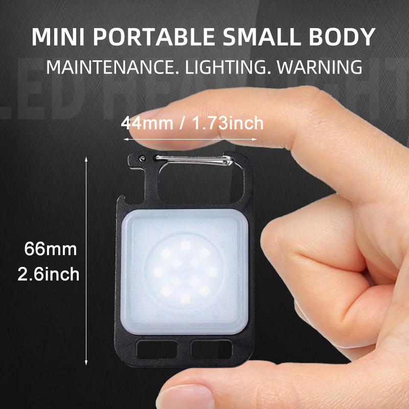 Portable Keychain Light Mini Multifunctional Camping Flashlight USB Rechargeable Work LED Bright COB Pocket Clip Lantern