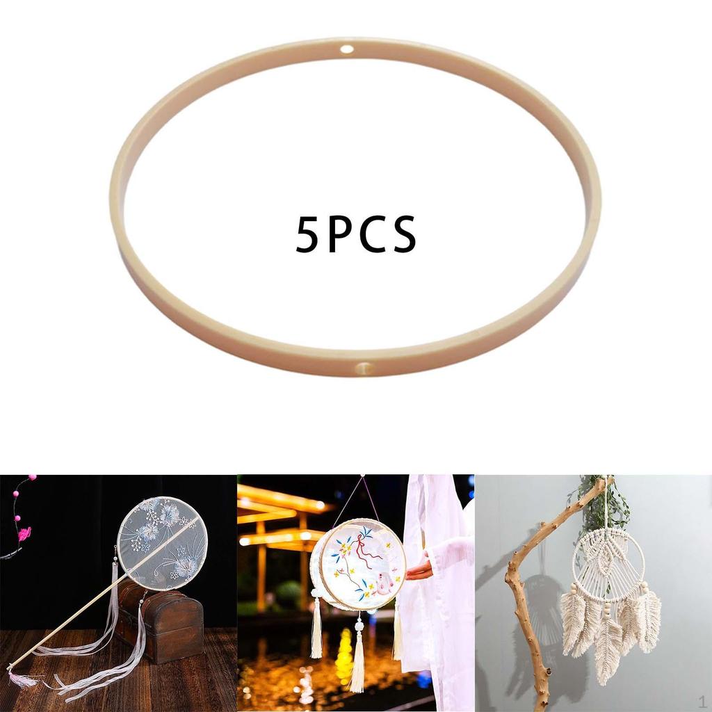 5 Pieces DIY Hand Fan Frame Craft Hoop Vintage Elegant Making Supplies Floral Wreath