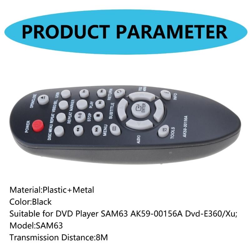 Replacement Remote Control for DVD Player SAM63 AK59-00156A Dvd-E360/Xu Controller Fastest Response Remote Control