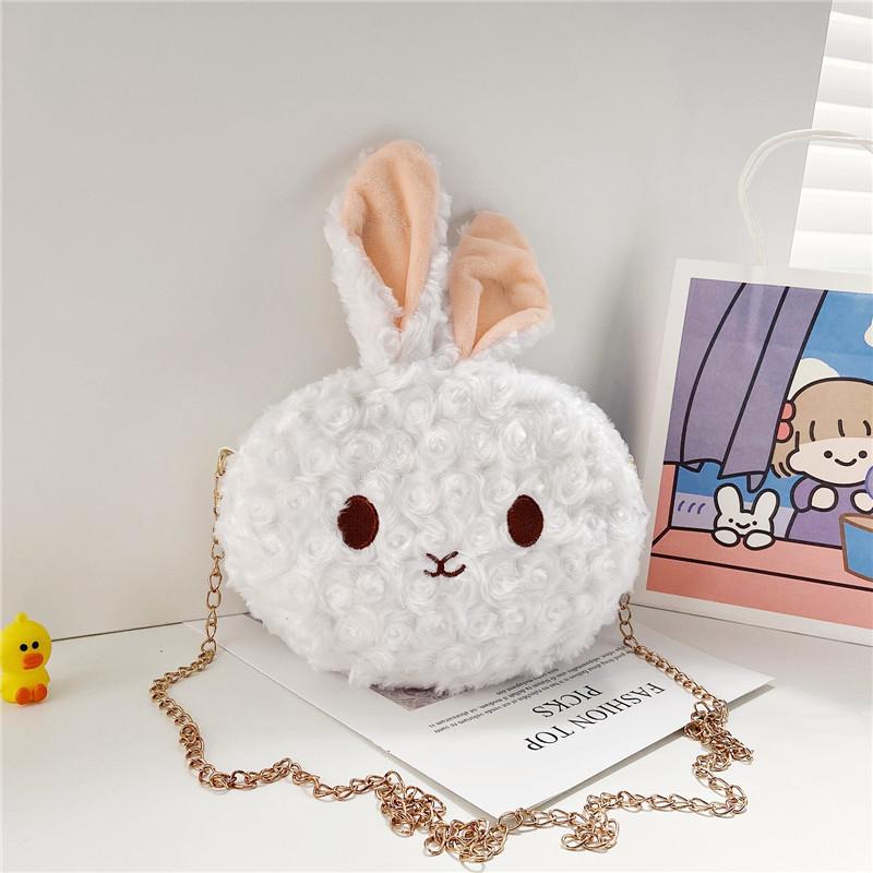 Adorable Plush Bunny Shoulder Bag For Girls Cute Fashionable Kids Crossbody Bag белый
