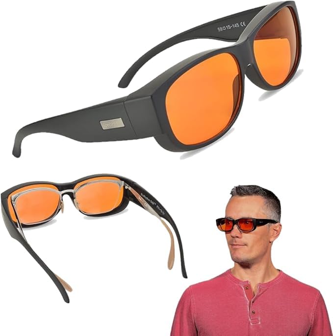 KJ Life Blue Light Blocking Glasses Fits Over Eyeglasses or Can Be Worn As USA Authorized - Is. [Spectra Distributor]