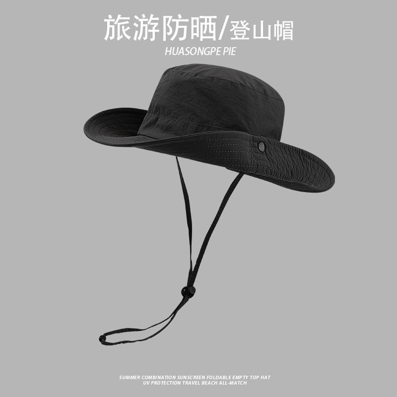 Bucket hat women s hiking outdoor drawstring UV protection sun hat Western denim versatile sun protection hat M(56-58cm)