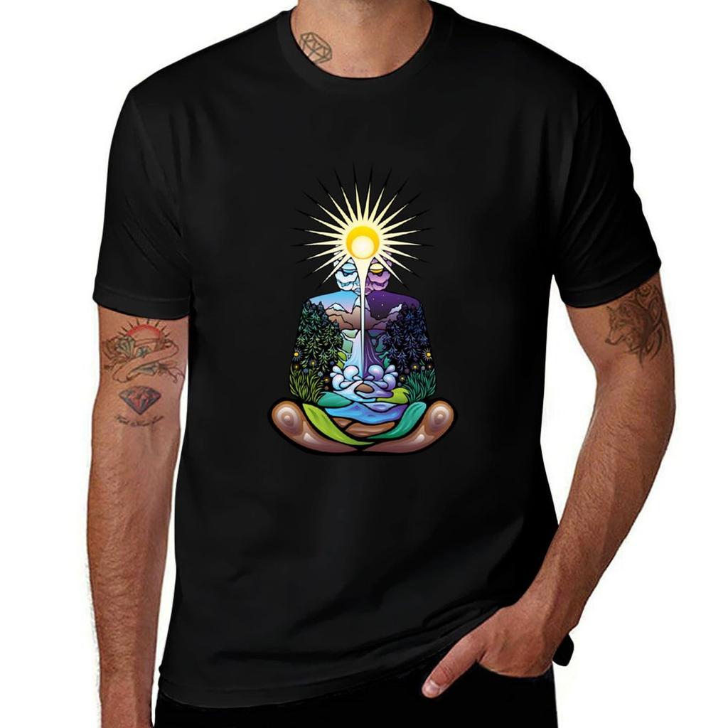 Psychedelic Meditating Nature-man T-Shirt Dry Fit Running Short Sleeve Top