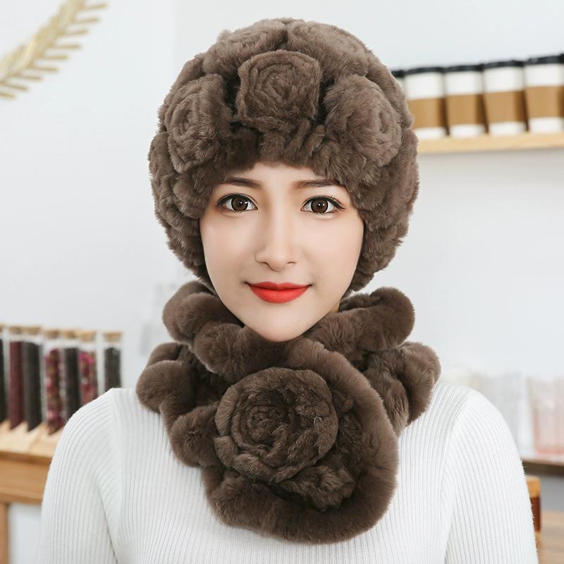 Rex Rabbit Hair Hat Female Autumn Winter Middle-aged and Elderly Mother Thickened Warm Fashion Grandmother Old Lady Mother-in-law Fur Hat
