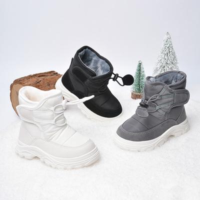 Winter Spot Children's Boots Baby Black Snow Boots Velcro Soft Sole Boys and Girls Thermal Cotton Shoes