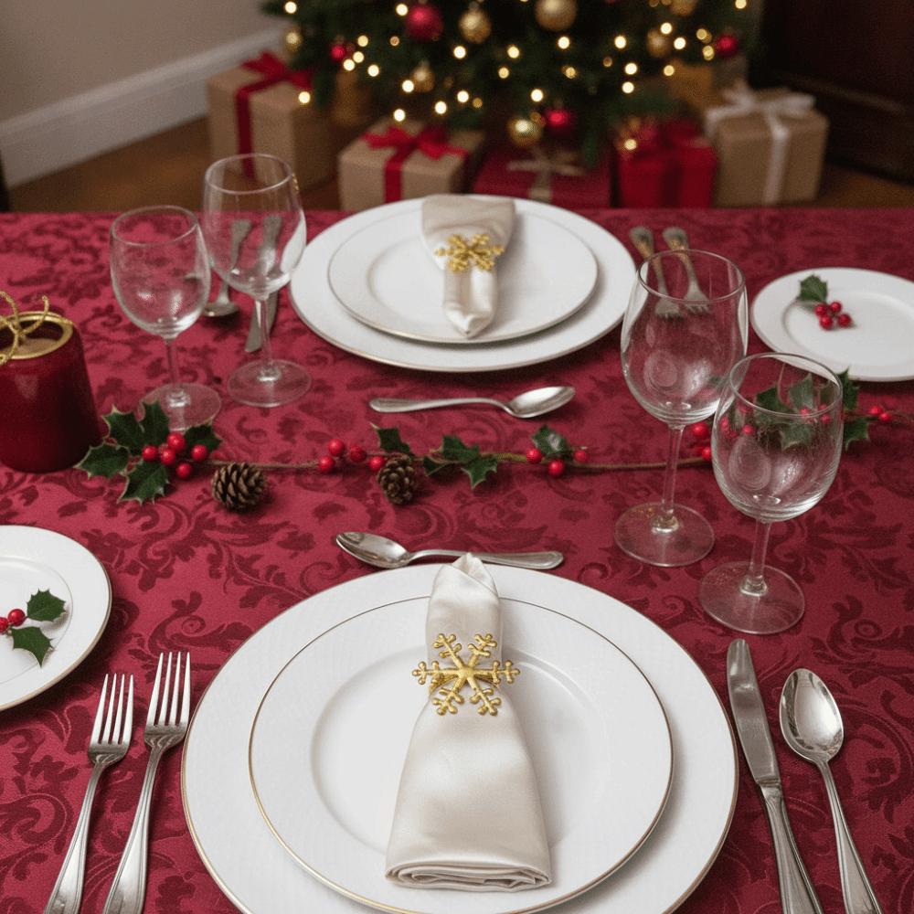 6PCS Reusable Christmas Snowflake Napkin Ring Metal Napkin Buckle Xmas Napkin Holder Wedding