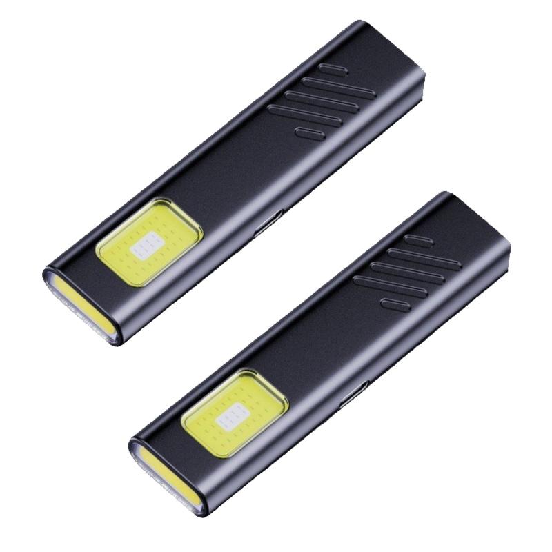 1/2 New LED Keychain Flashlight Rechargeable Portable Mini Flashlight Pocket Light with Magnet Emergency Floodlight Work Light