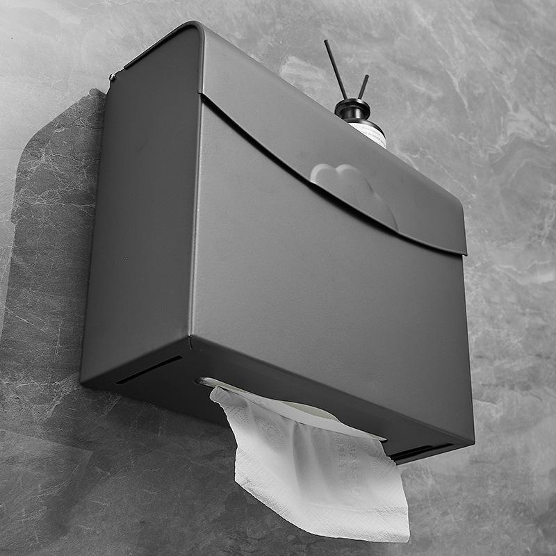 Punch-Free Space Aluminum Wall-Mounted Tissue Box Holder for Bathroom or Kitchen