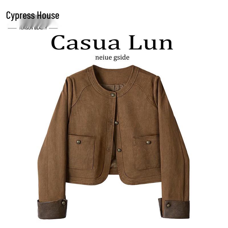 

Women s Elegant Round Neck Patchwork Short Jacket L