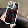 Dark Style Red Rose Butterfly Art Phone Case for iPhone 17 16 15 14 13 12 11 Series Pro Max Plus Double Layer Protection