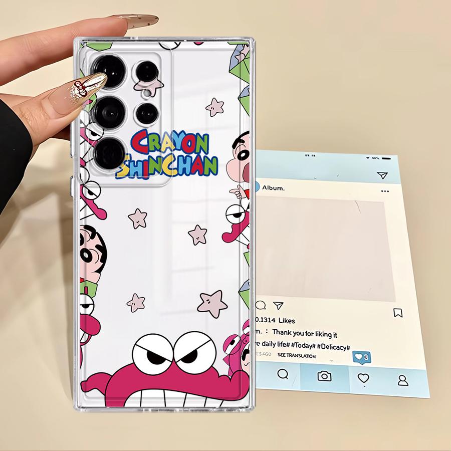 Case for Samsung Galaxy Note 20 Ultra 10 S21 S20 Plus S25 Edge S26 S22 FE S23 Ultra S24 Phone Cover Cartoon Crayons Shinchan