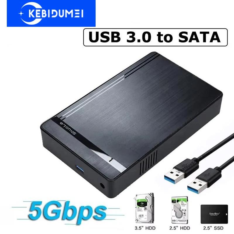 3.5 Inch HDD Case USB 3.0 To SATA External Hard Drive Disk Enclosure 5Gbps High Speed Adapter for 2.5"3.5" SSD HDD Case for PC Support 10TB Hard Drive