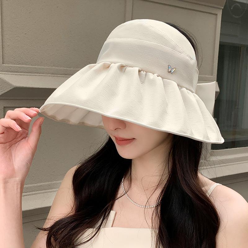Sunscreen Empty Top Fisherman Hat Children Summer Small Fresh Butterfly Sun Hat Outdoor Versatile Big Eaves Bucket Hat
