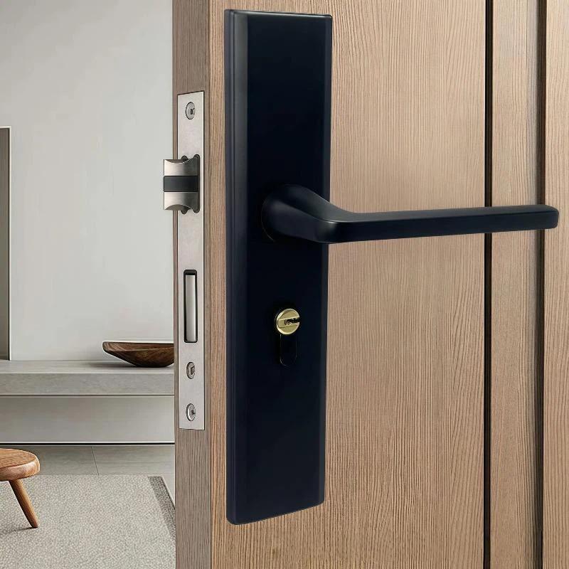 Black Interior Door Handle Lock Set Anti-Theft High Security Easy Install Universal Fit for Kid's Room Guest Room Use