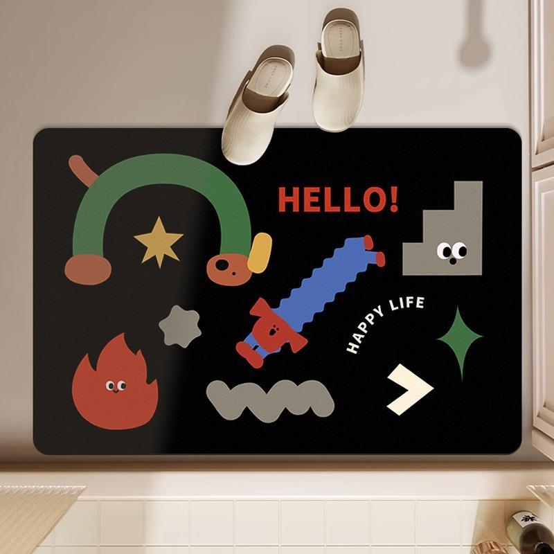 

Cartoon Creative Bathroom Floor Mat Carpet Dirt Resistant and Slip Resistant Kitchen Door Mat Water Absorbing and Quick Drying 30x40cm