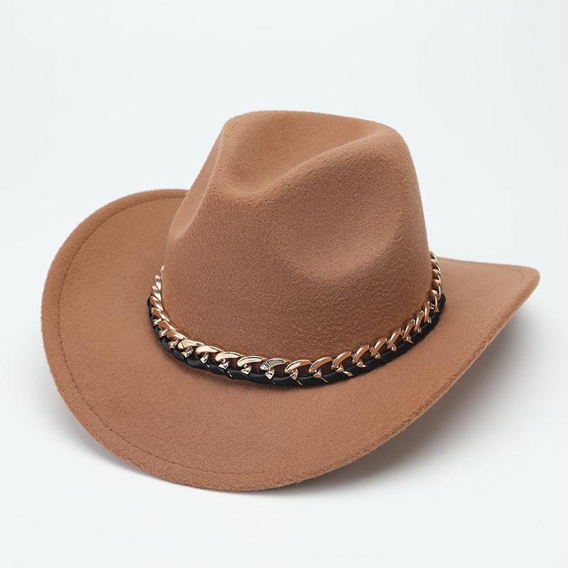 Deerskin Fleece Top Hat Retro Jazz Hat Men's and Women's Felt Hat European and American Woolen Hat Western Cowboy Hat