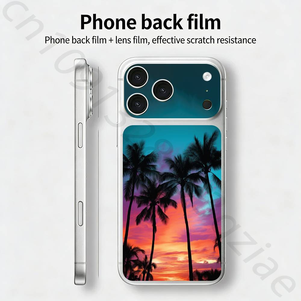 

Кокосовая пальма Для iPhone 17 pro Max /17 pro Полное покрытие Наклейка Кожаная Обёртка 3D Цветная Задняя Защитная Наклейка Пленка iPhone17pro