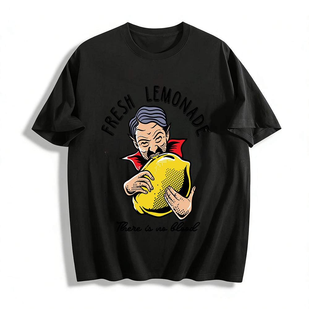 Vampire Squeezing Lemon Funny Graphic Tee Pure cotton T-shirt XXS