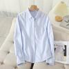Casual Cotton Women's Oxford Shirt Autumn Good Quality Woman Blouse and Tops Lady White Blue Striped Shirts Clothes