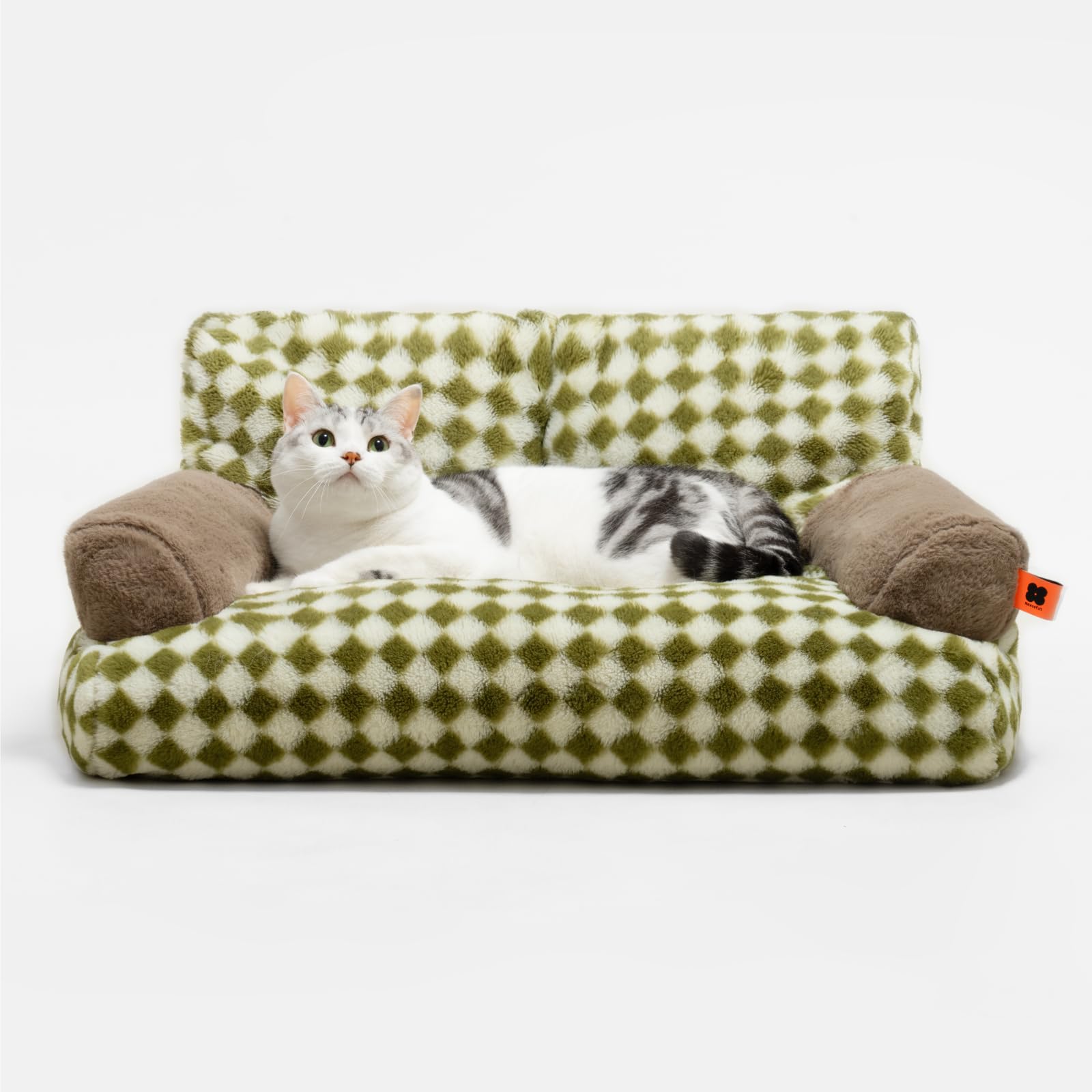 

Mewoofun Fluffy Rectangular Cat and Dog Bed with Pet Removable and Washable Backrest and for Puppies and Antibacterial and Suitable for Dogs and Cats зелёный