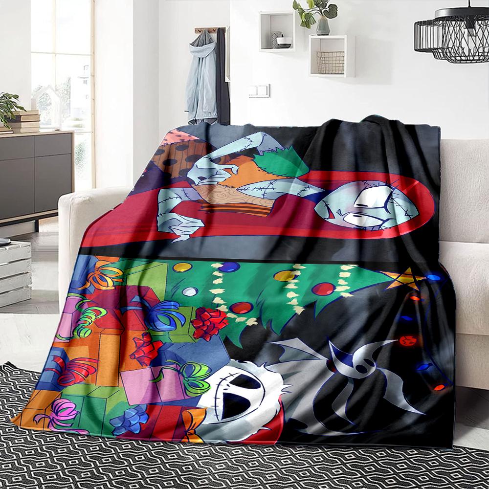 1Pc Christmas Jack Skellington Blanket Soft Throw Blanket For Home Bedroom Bed Sofa Travel Office Solid Christmas Blanket