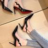 Fashion Sexy Brand Pointed Toe Thin High Heels Women Hollow Elegant Office Shoes Patent Leather Classic Designer Sandals Women Pumps