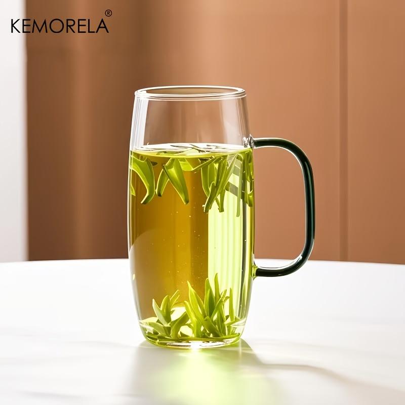 

KEMORELA Термостойкая стеклянная чашка для чая с ручкой, подходит для микроволновой печи, многоразовая, для офиса или дома, для горячих напитков, офисная чашка для чая 300ml