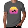 Synthwave Sun Palm Trees Tshirt Abstract Pattern Print Top