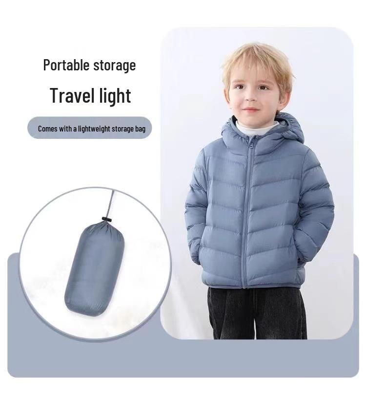 2025 Kids' Lightweight Hooded Down Jacket - White Duck Down for Boys & Girls