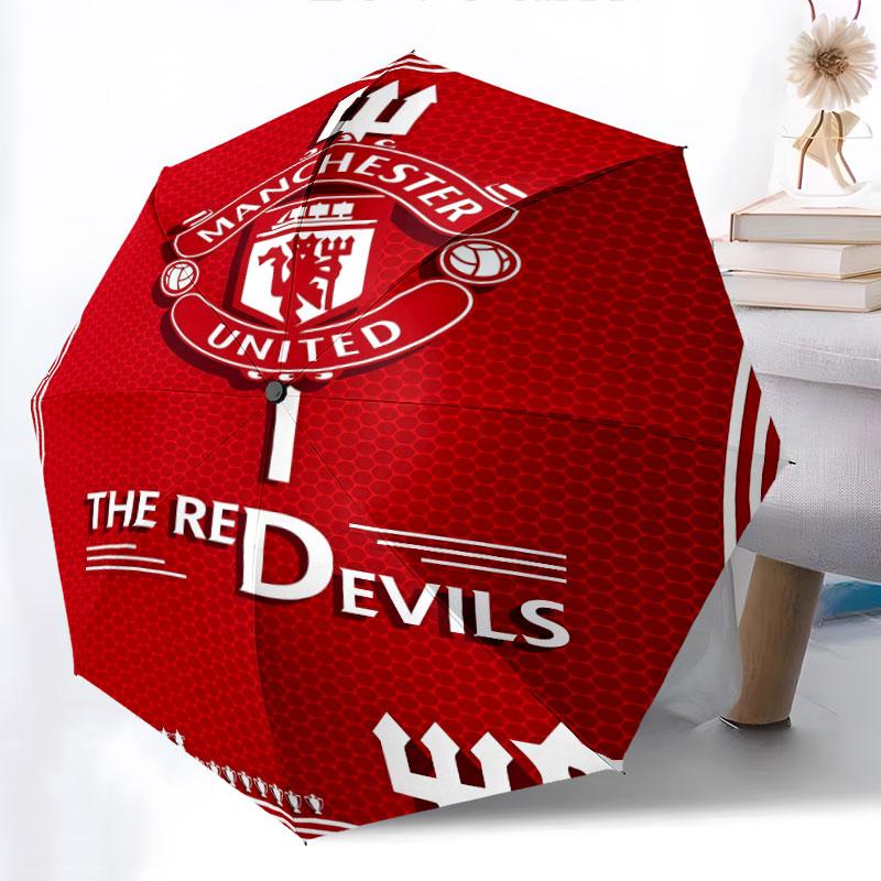 Man Utd, paraguas de plegado automático, diseño portátil y plegable, 8 varillas, un regalo de Navidad o cumpleaños.