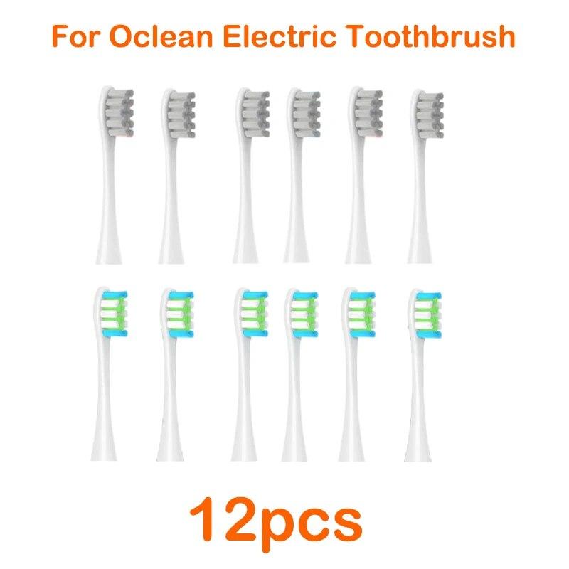 12pcs Replacement Tooth Brush Heads For All Oclean X/ X Pro/ Z1/ F1/ One/ Air 2 /se Sonic Soft Electric Toothbrush Cleaning