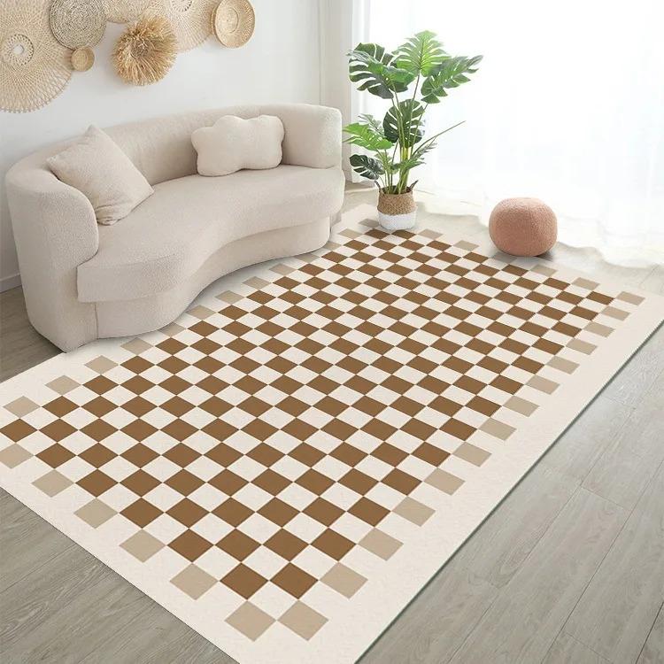 Black and White Light Luxury Geometric Pattern Floor Mats Door Front Decoration Home Living Room Floor Mats