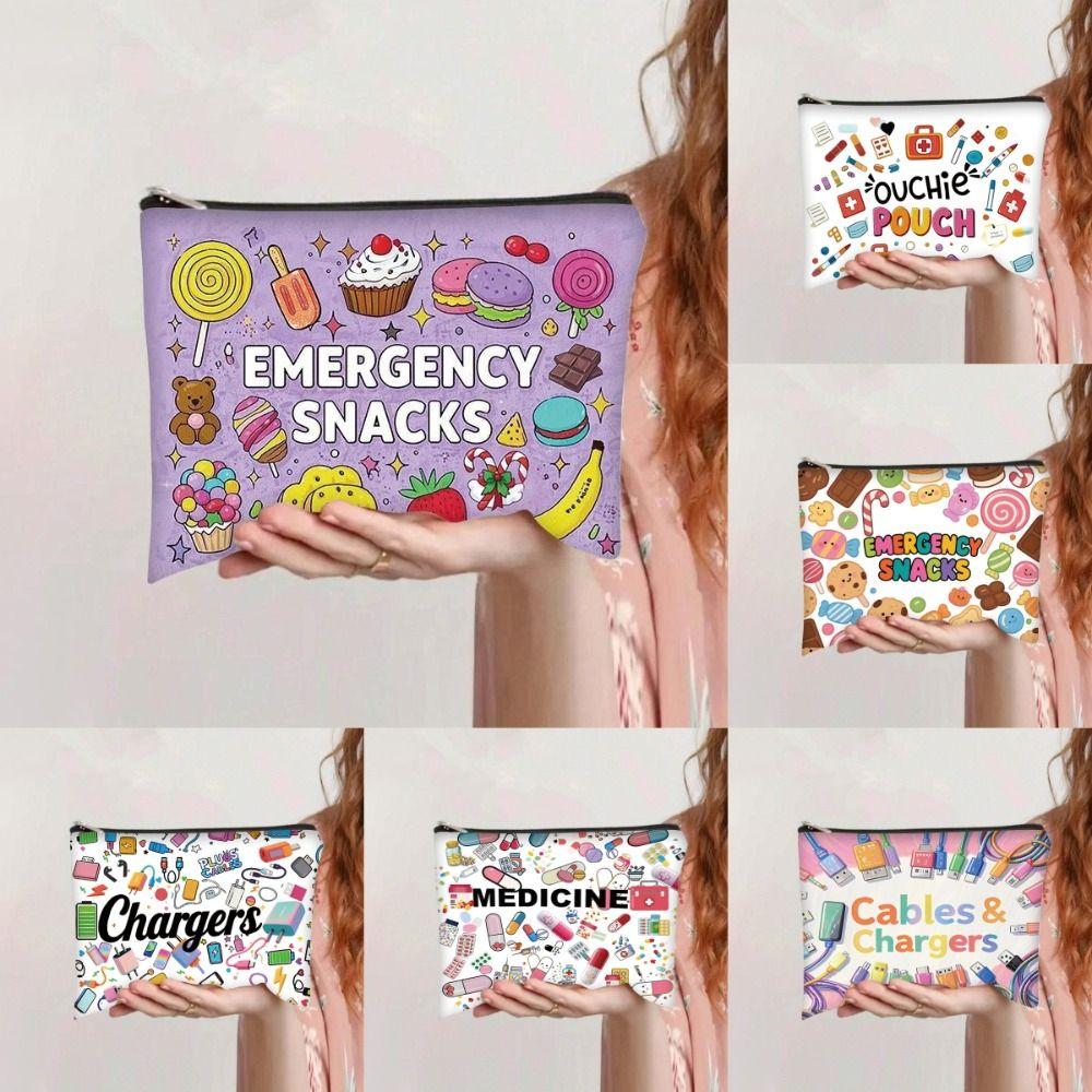 Zipper Closure Cosmetic Bag Print Pattern Makeups Organizer New Cable Organizer Bag for Office