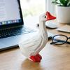 Resin Goose Ornament Desktop White Goose Statue Mini Goose Figurine for Home Office Tabletop Potted Plant Decor