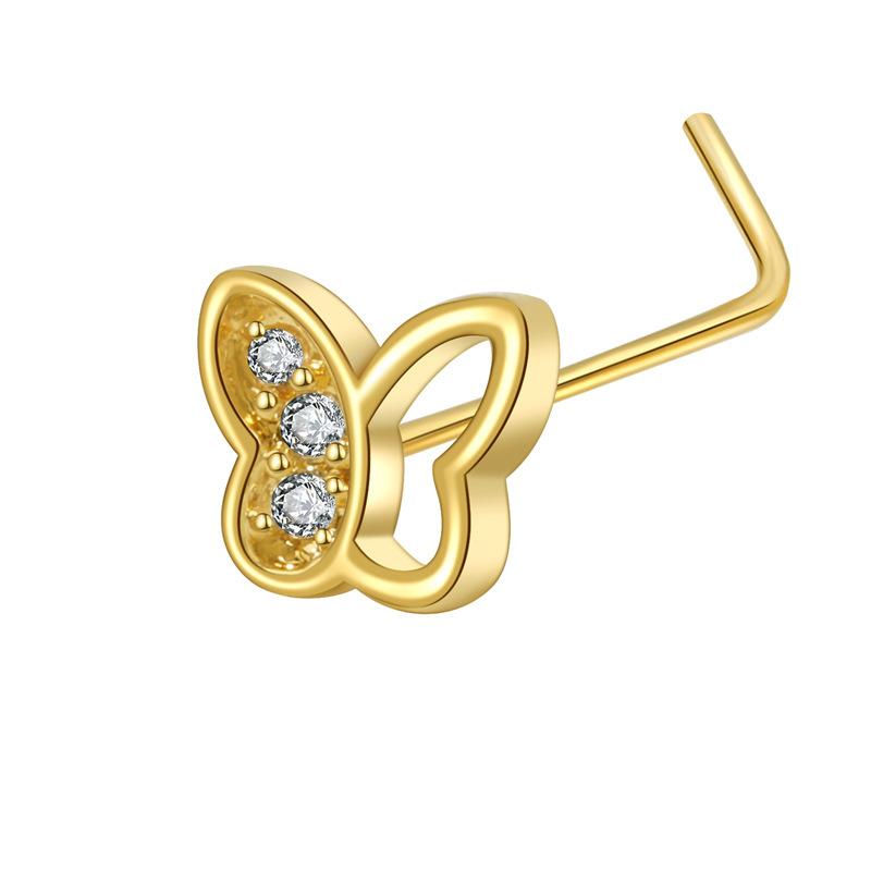 L Needle Curved Hook Thin Rod Nose Stud Zircon Devil Eye Love Nose Puncture Jewelry Nose Ring