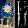 27.5-inch 7-Head Plastic Tabletop Balloon Stand, Suitable for Parties, Tabletop or Floor Use, 1 Set Balloon Stand