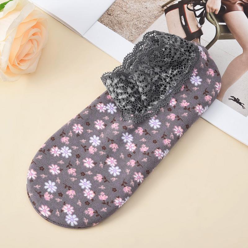 1 Pair Velvet Women Thermal Socks Autumn Winter Low Tube Warm Anti-slip Lace Trim Floor Socks