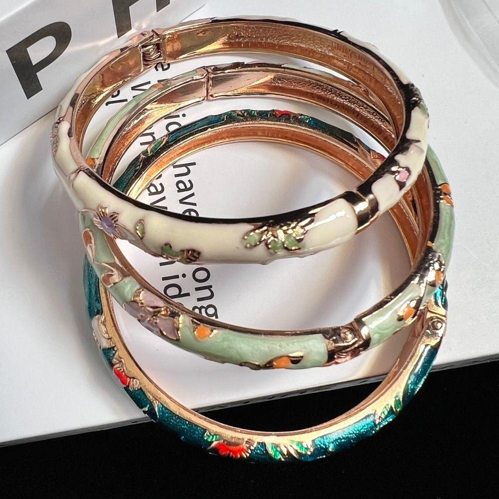 Double Bangle Chinese Cloisonne Bracelet Enamel Women's Hand Bracelet  Gifts for Women Girl
