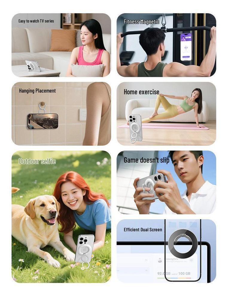 360° Rotating Double-Sided MagSafe Magnetic Phone Holder & Finger Ring Stand