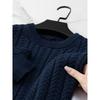Men's Luxury All-Cotton Knitted Pullover - Thick, Solid Color, Velvet-Lined Cable Knit for Autumn and Winter