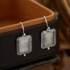 Vintage Luxury Simple White Stone Square Pendant Earrings for Women  Exquisite Party Birthday Anniversary Gift