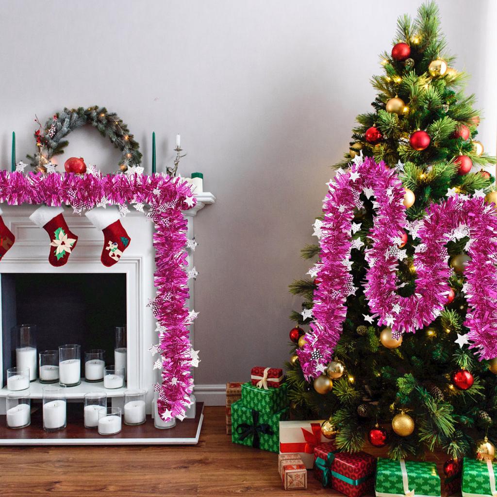 2m Christmas Tinsel Ribbon Garland Gold Silver Color Decorative Tinsel Strips Home Wedding Birthday Party Wall Door Decor