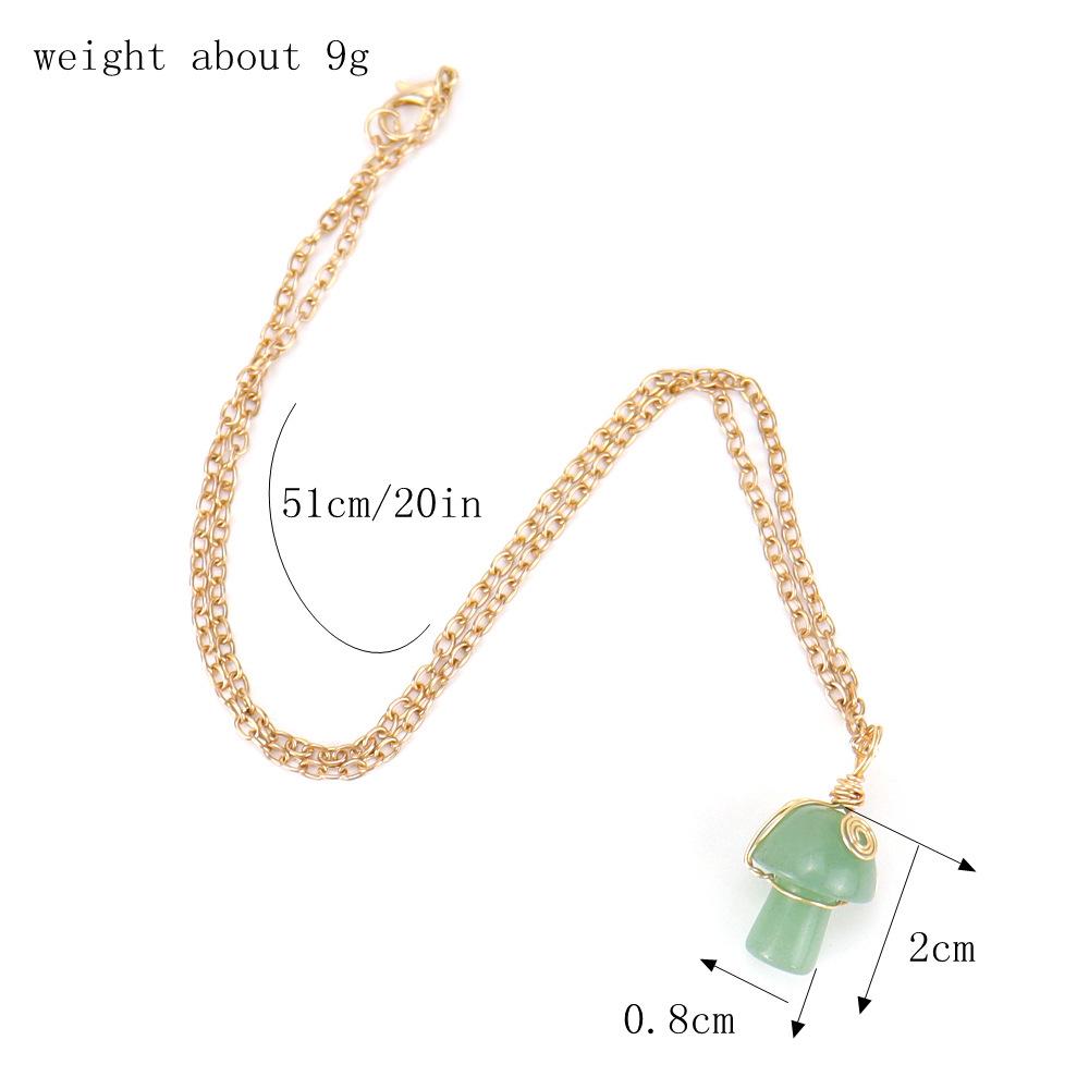 Mushroom Crystal Pendant Necklace for Women Colorful Stone MetalRimmed Mushroom Necklace Teenage Girl GraduationNecklace Jewelry