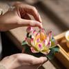 Ceramic Handmade Lotus Incense Holder - No Ash Falling, Indoor Stick Incense Base Ornament