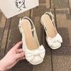 Women's Closed Sandals Bow With Medium Heels Ladies Mary Jane Shoes 2025 Luxury Shoe Sales Korea Cheap Liquidation Vip Footwear