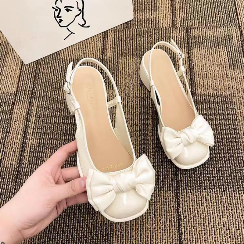 Women's Closed Sandals Bow With Medium Heels Ladies Mary Jane Shoes 2025 Luxury Shoe Sales Korea Cheap Liquidation Vip Footwear