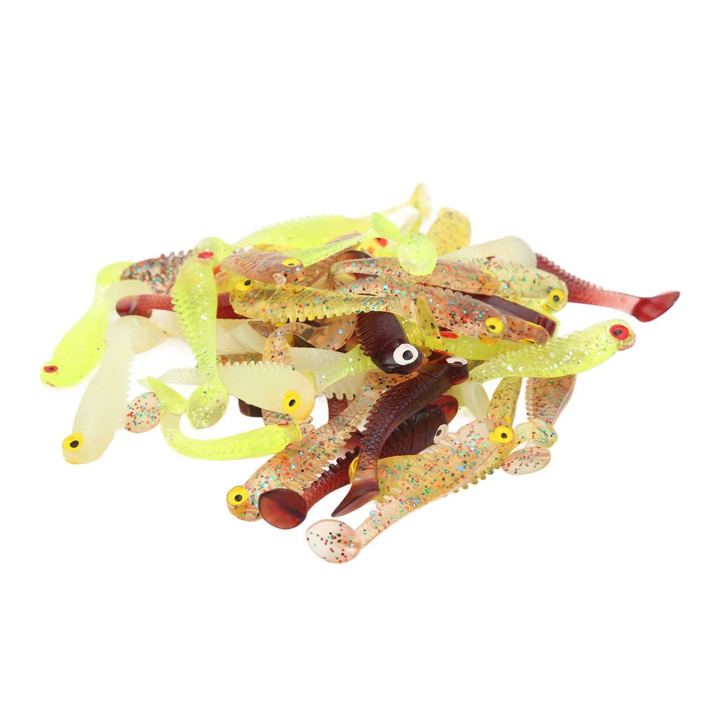 50Pcs Soft Bait Silicone Flat Tail Simulated Actions Flexible Fishing Soft Lure for Bass 5cm