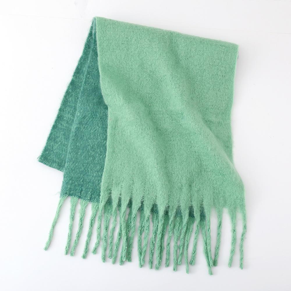 Mohair scarf women's winter two-color soft waxy thickened autumn and winter coarse fringed versatile couple scarf