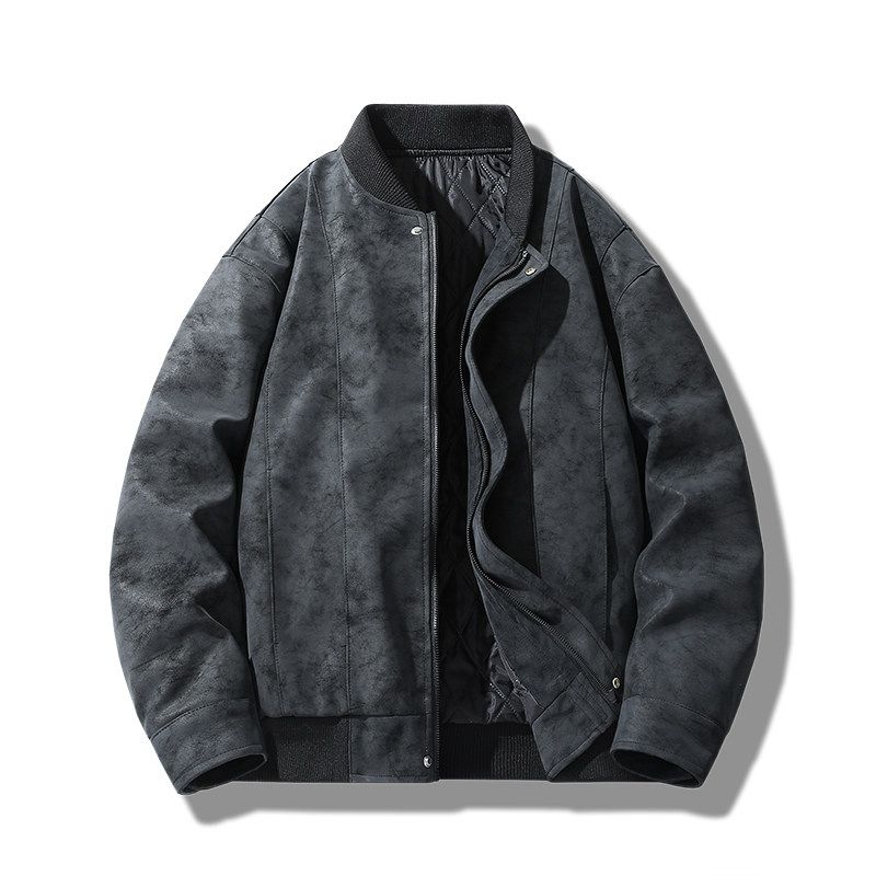 Wassup American Retro Lapel Leather Jacket for Men, Autumn and Winter New Trendy Brand Loose Suede Jacket Casual Jacket for Women