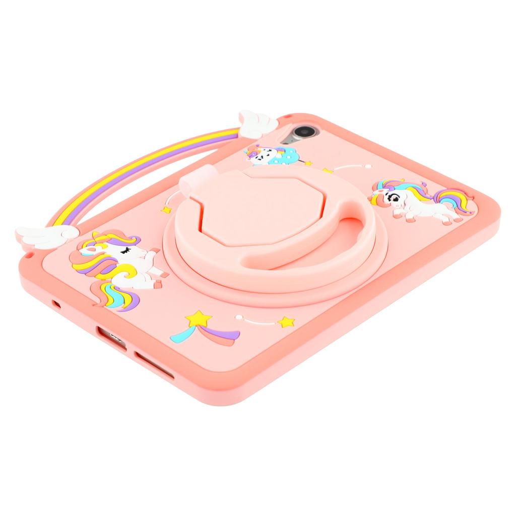 For iPad mini (2024)/(2021) Case Handle Rotating Kickstand Unicorn Silicone Tablet Cover